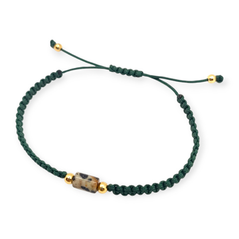 Bransoletka makramowa z jaspisem dalmatyńskim