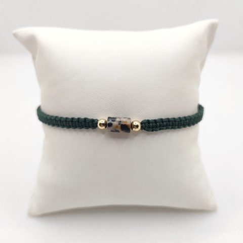 Bransoletka makramowa z jaspisem dalmatyńskim