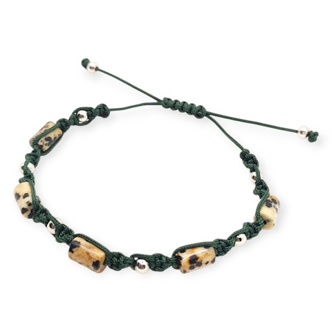 Bransoletka makramowa z jaspisem dalmatyńskim