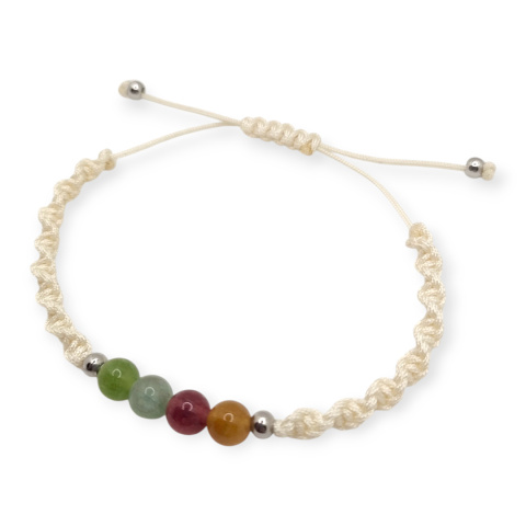 Bransoletka makramowa z kolorowymi agatami