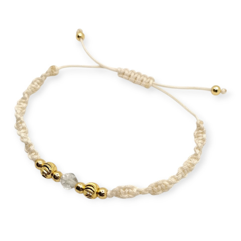 Bransoletka makramowa z kryształem górskim