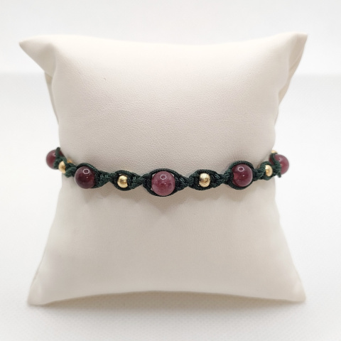 Bransoletka makramowa z różowymi agatami