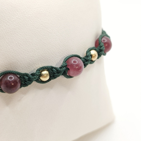 Bransoletka makramowa z różowymi agatami