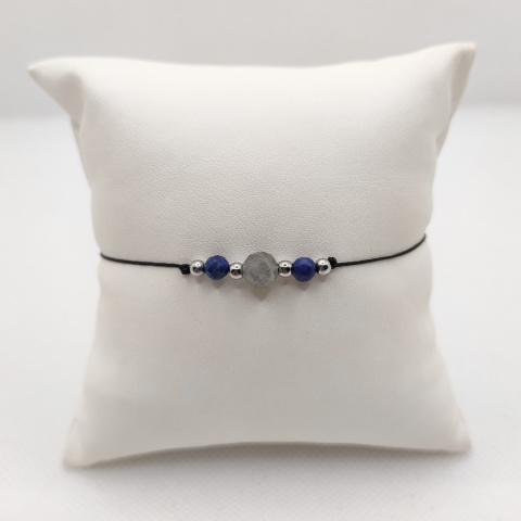 Bransoletka sznurkowa labradoryt + lapis lazuli