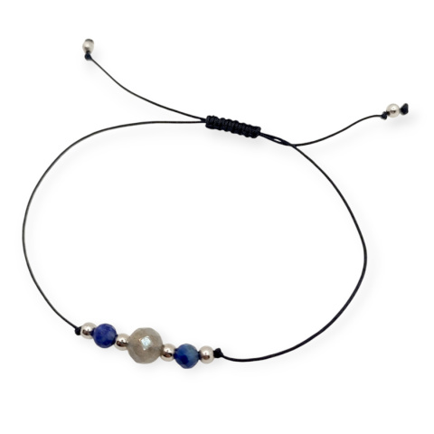 Bransoletka sznurkowa labradoryt + lapis lazuli