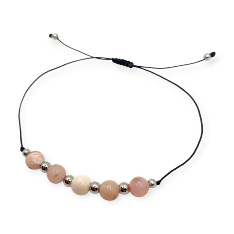 Bransoletka sznurkowa różowy opal