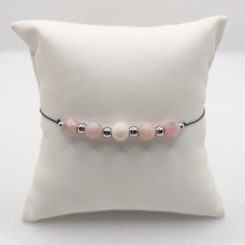 Bransoletka sznurkowa różowy opal
